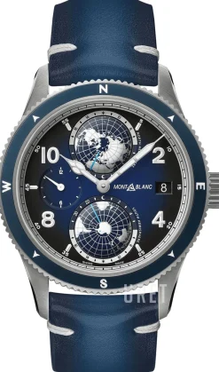 1858 Blå/Läder Ø42 mm