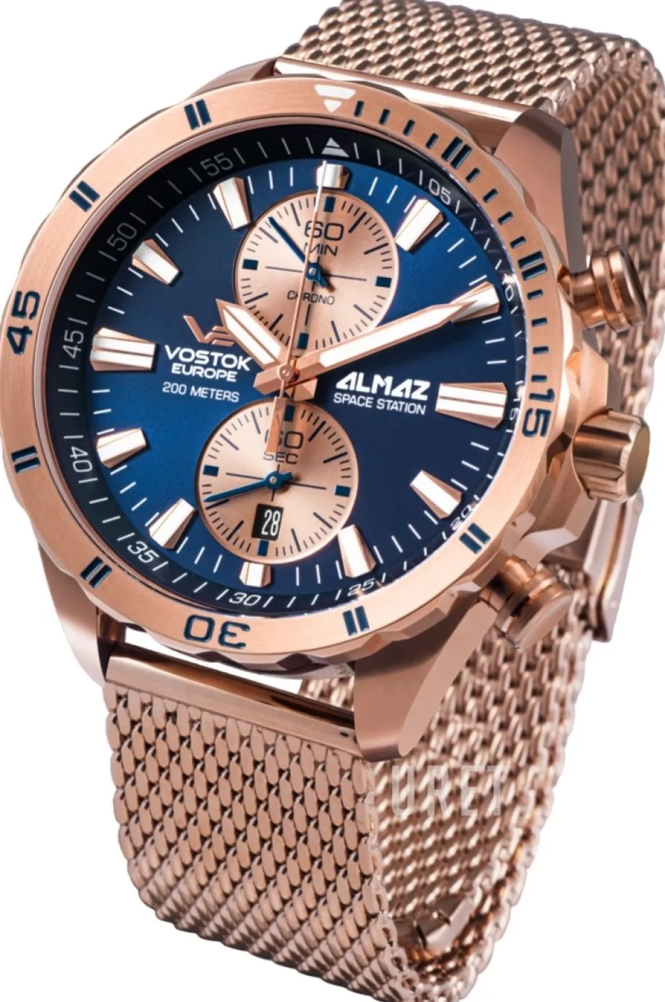 Almaz Blå/Roséguldstonat stål Ø47 mm