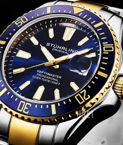 Aquadiver Blå/Gulguldtonat stål Ø42 mm