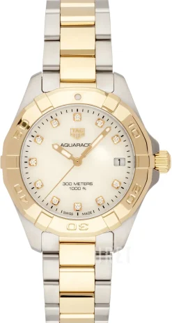 Aquaracer Lady Vit/18 karat gult guld Ø32 mm