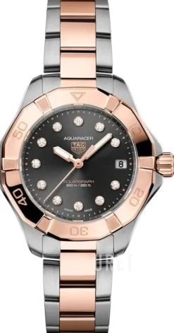 Aquaracer Professional 200 Solargraph Svart/18 karat roséguld Ø34 mm