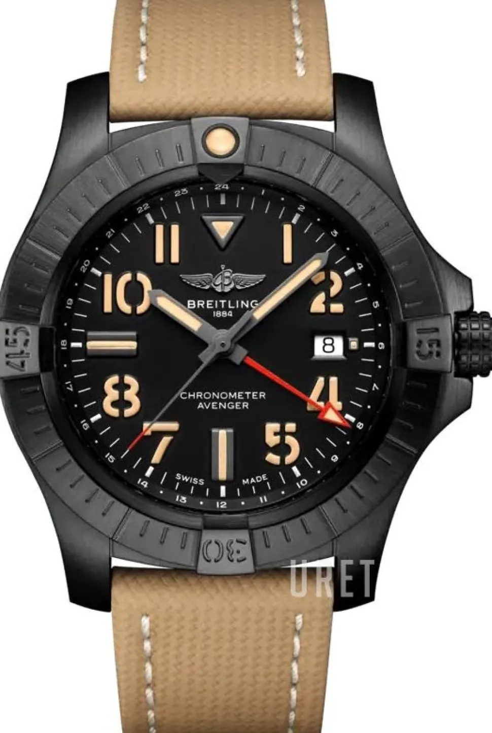 Avenger Ii Gmt Svart/Läder Ø45 mm