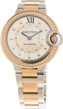 Ballon Bleu De Silverfärgad/18 karat roséguld Ø33 mm