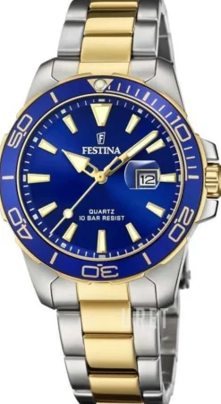 Boyfriend Blå/Gulguldtonat stål Ø34.5 mm