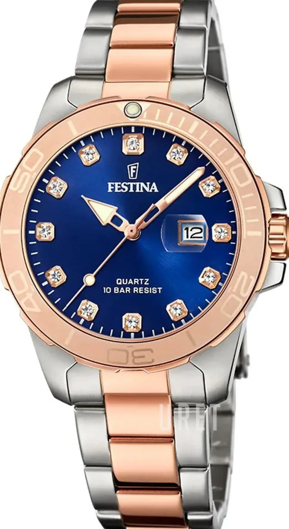 Boyfriend Blå/Roséguldstonat stål Ø34 mm