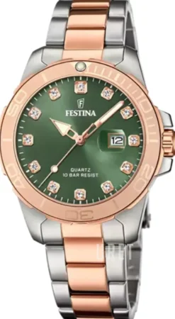 Boyfriend Grön/Roséguldstonat stål Ø34 mm