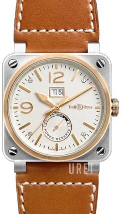 BR 03-90 Silverfärgad/Läder Ø42 mm