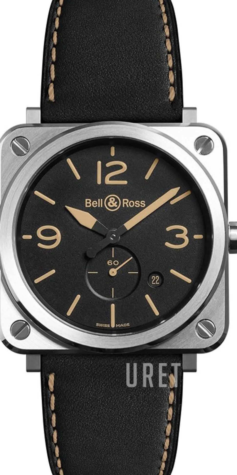 Br S Quartz Svart/Läder