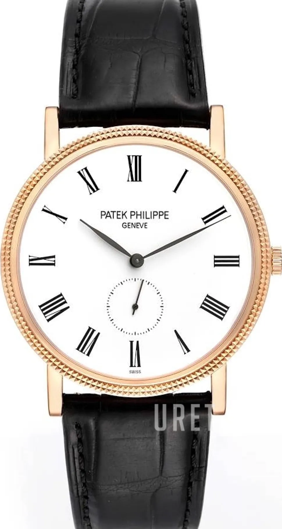 Calatrava Clous De Paris Vit/Läder Ø36 mm