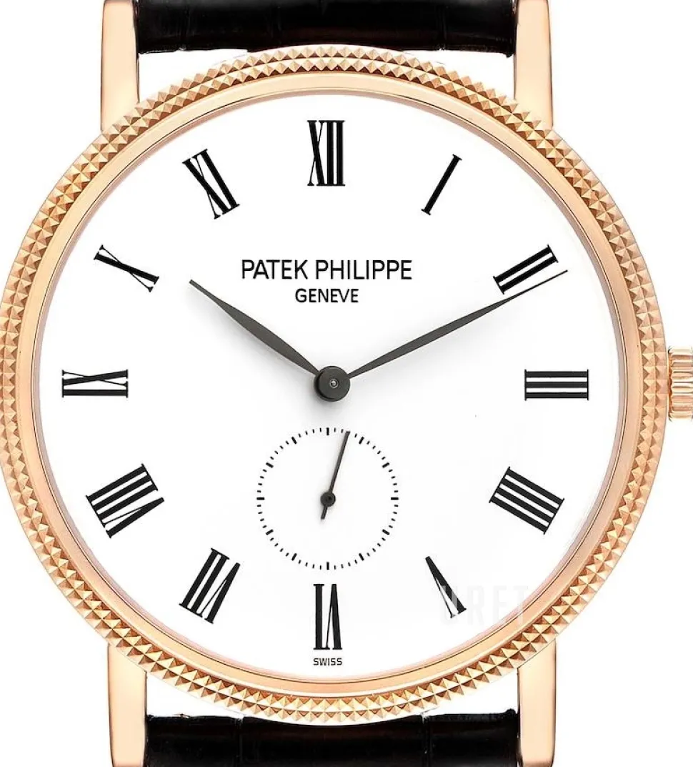 Calatrava Clous De Paris Vit/Läder Ø36 mm