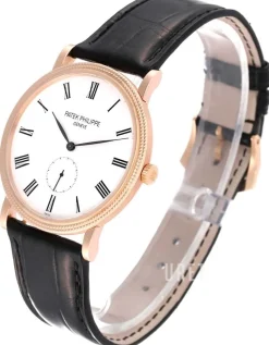 Calatrava Clous De Paris Vit/Läder Ø36 mm