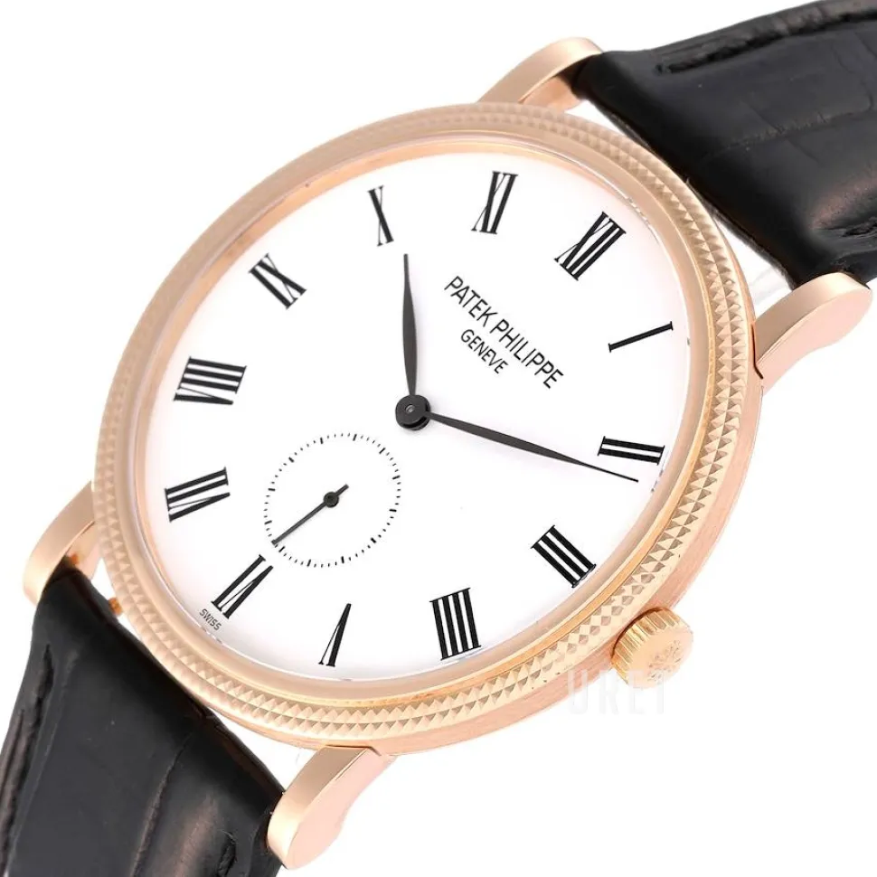 Calatrava Clous De Paris Vit/Läder Ø36 mm