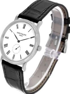 Calatrava Clous De Paris Vit/Läder Ø36 mm