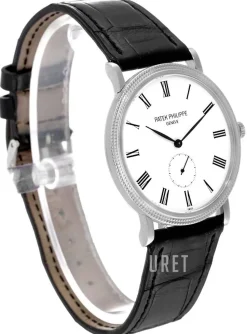 Calatrava Clous De Paris Vit/Läder Ø36 mm