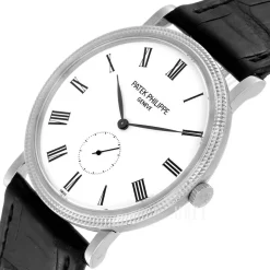 Calatrava Clous De Paris Vit/Läder Ø36 mm