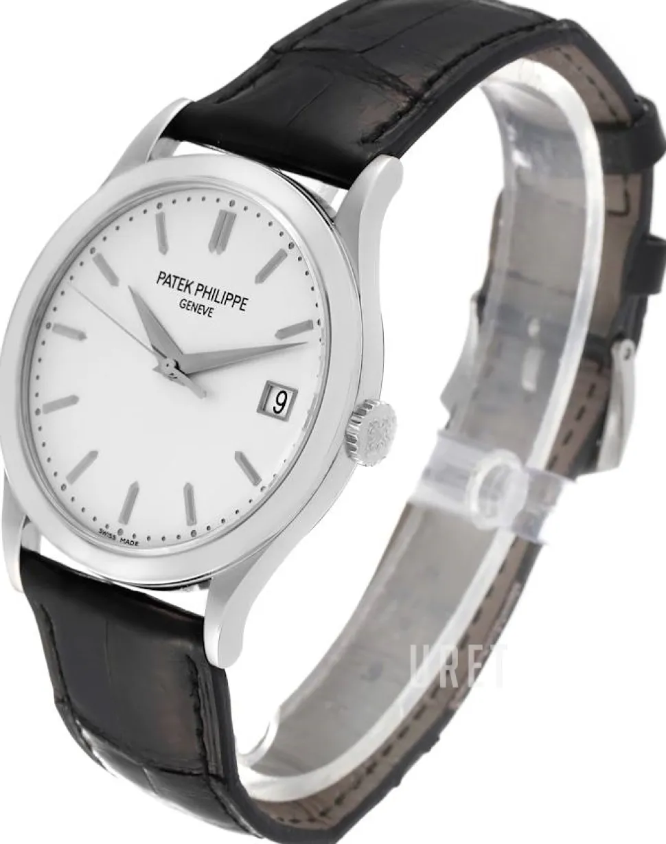 Calatrava Vit/Läder Ø38 mm