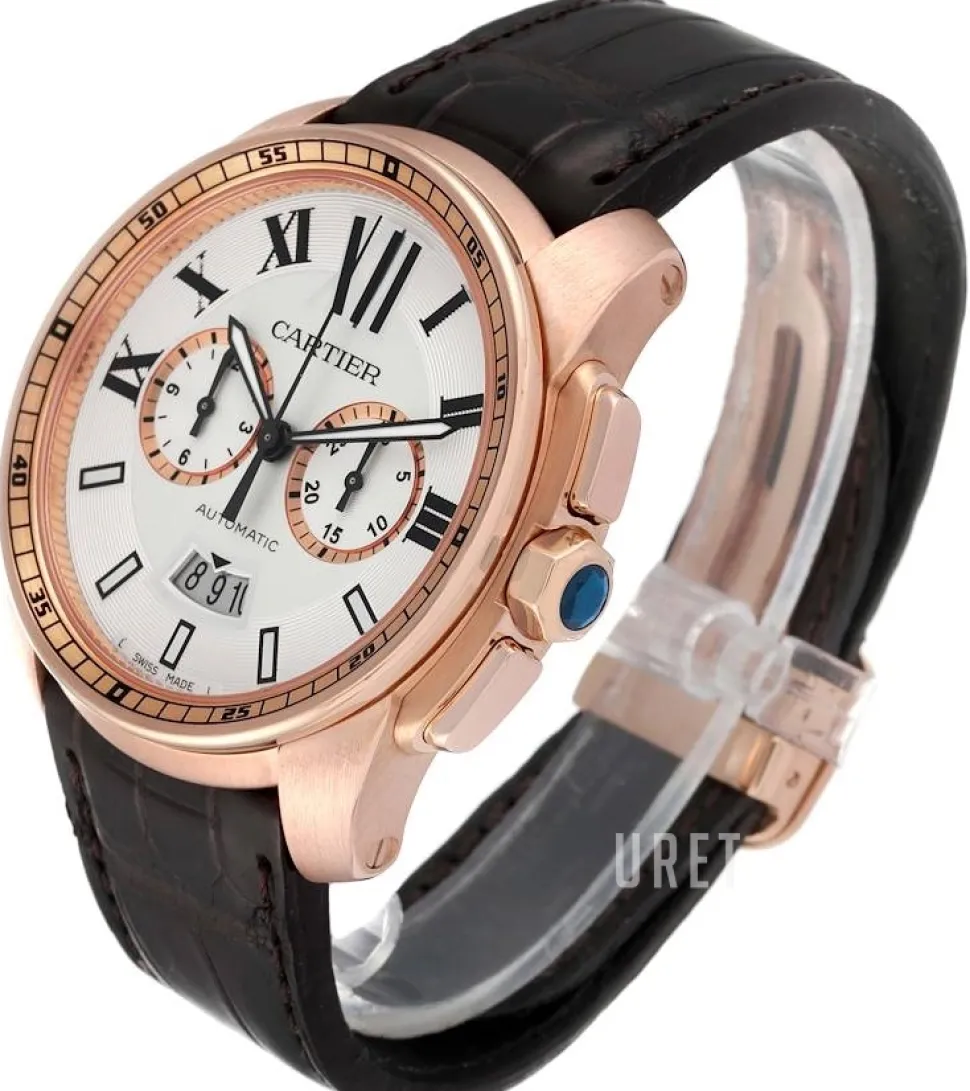 Calibre de Silverfärgad/Läder Ø42 mm