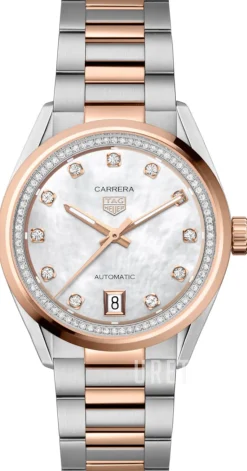 Carrera Vit/18 karat roséguld Ø36 mm