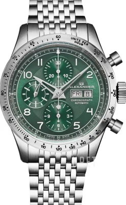 Chronograph Grön/Stål Ø42 mm