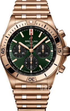 Chronomat B01 42 Grön/18 karat röd guld Ø42 mm