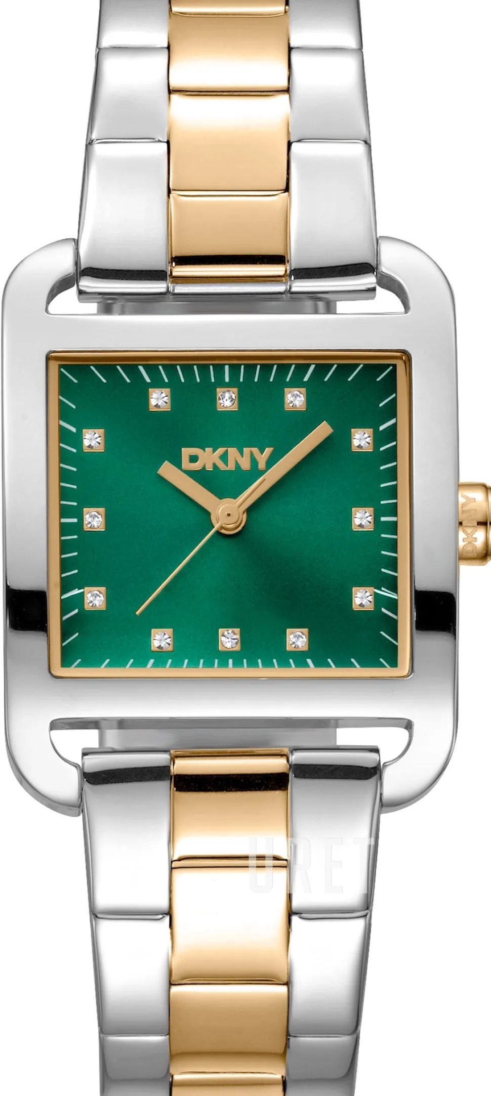 City Midi Grön/Guldtonat stål 35x27 mm