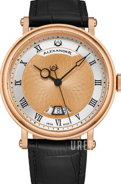 Classic Roséguldstonad/Läder Ø43 mm