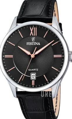 Classic Svart/Läder Ø43 mm