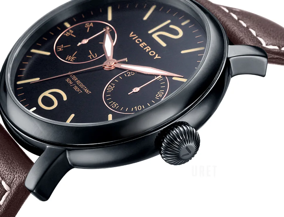 Classic Svart/Läder Ø42 mm