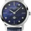 Classics Slimline Ladies Moonphase Blå/Läder Ø30 mm