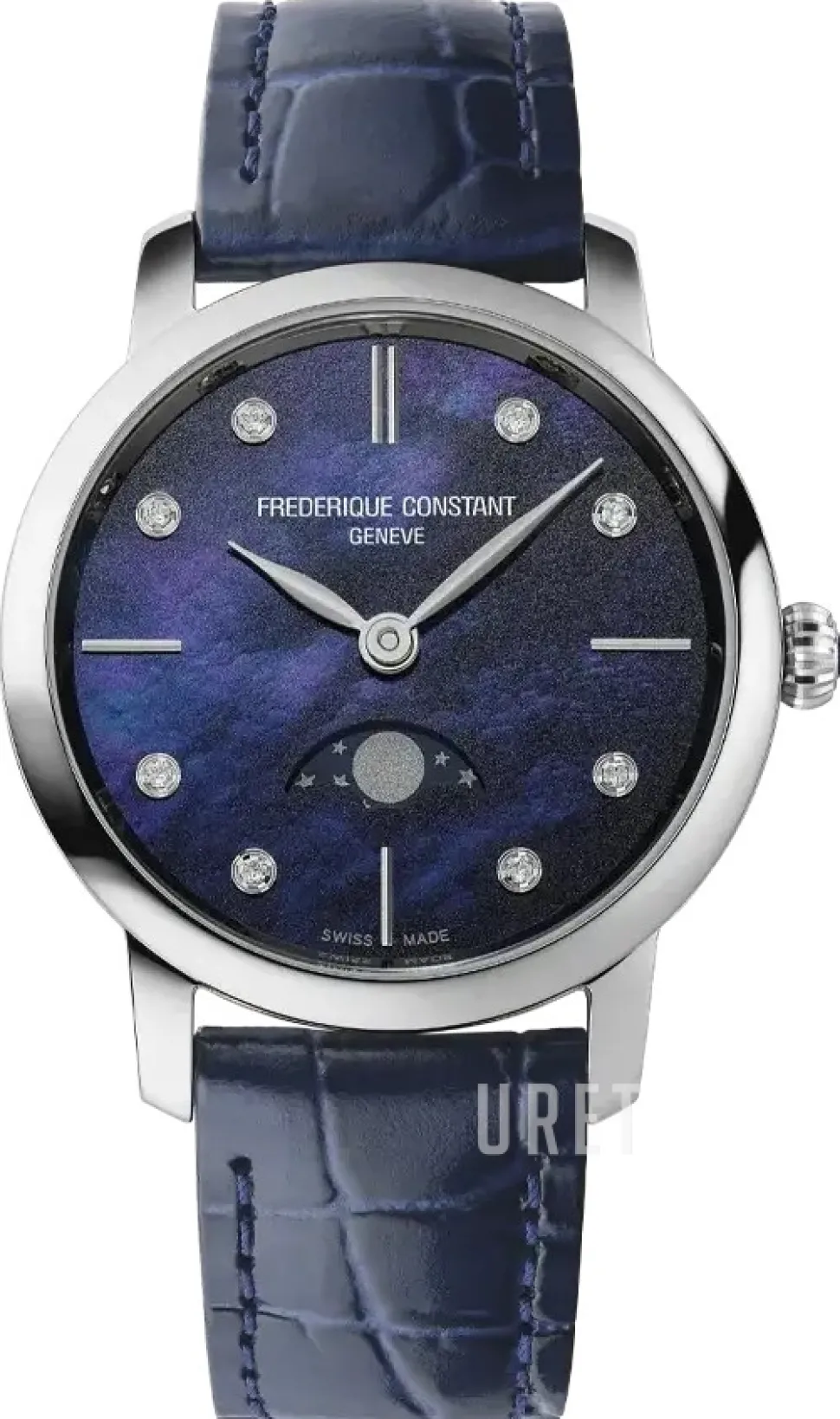 Classics Slimline Ladies Moonphase Blå/Läder Ø30 mm