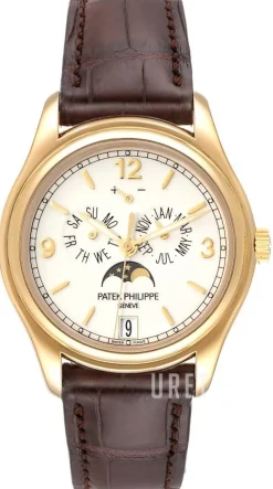 Complicated Annual Calender Vit/Läder Ø39 mm