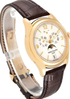 Complicated Annual Calender Vit/Läder Ø39 mm