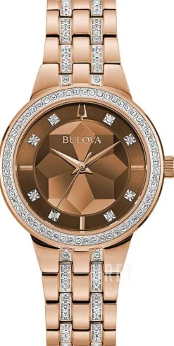 Crystal Brun/Roséguldstonat stål Ø32 mm