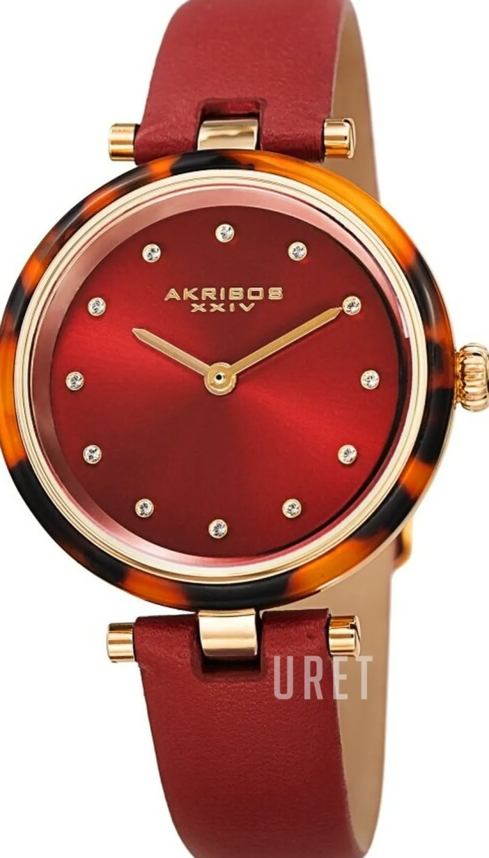 Crystal Röd/Läder Ø34 mm