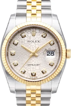 Datejust Gold/Steel Silverfärgad/18 karat gult guld Ø36 mm