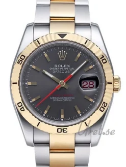 Datejust Turn-O-Graph Svart/18 karat gult guld Ø36 mm