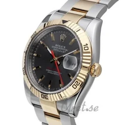 Datejust Turn-O-Graph Svart/18 karat gult guld Ø36 mm