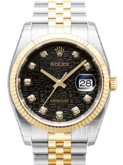 Datejust Two Tone Svart/18 karat gult guld Ø36 mm