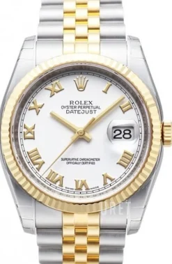 Datejust Two Tone Vit/18 karat gult guld Ø36 mm