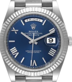 Day-Date 40 Blå/18 karat vitt guld Ø40 mm