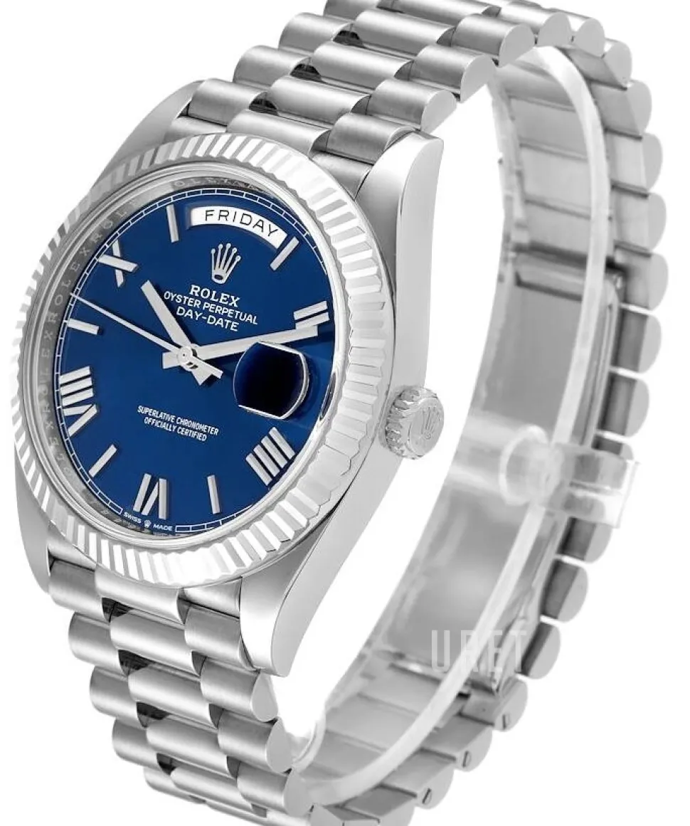 Day-Date 40 Blå/18 karat vitt guld Ø40 mm