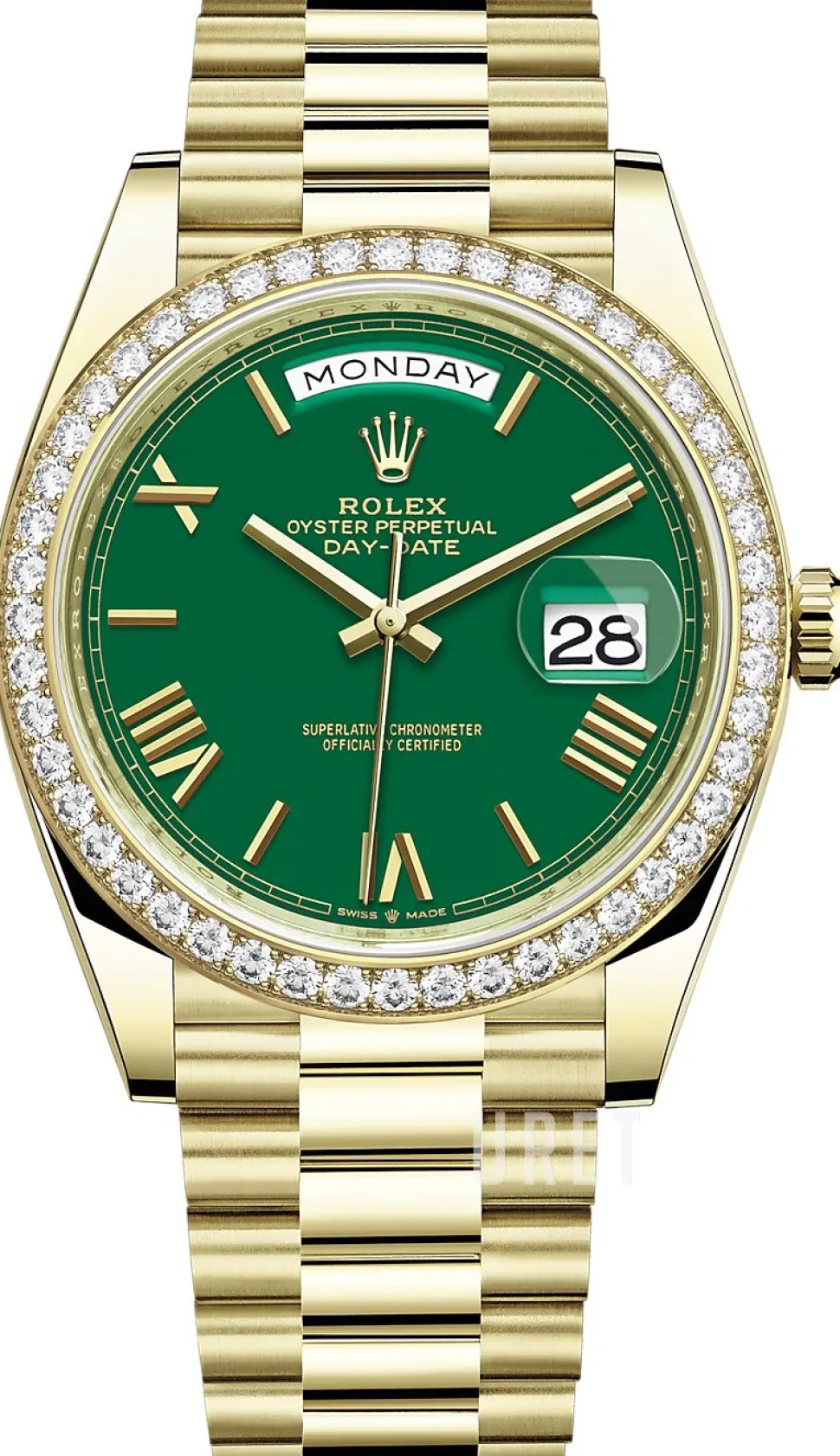 Day-Date 40 Grön/18 karat gult guld Ø40 mm