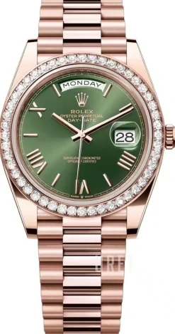 Day-Date 40 Grön/18 karat roséguld Ø40 mm