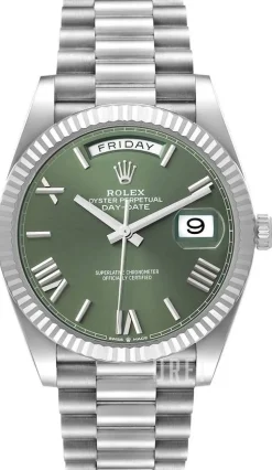 Day-Date 40 Grön/18 karat vitt guld Ø40 mm