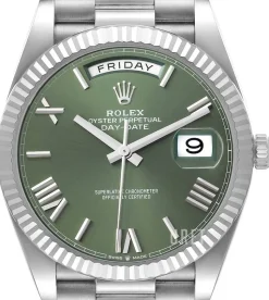 Day-Date 40 Grön/18 karat vitt guld Ø40 mm