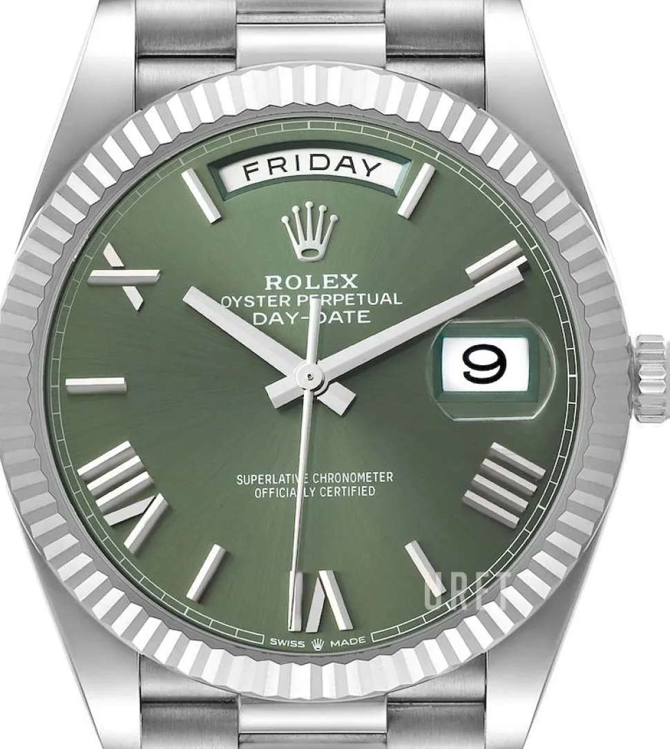 Day-Date 40 Grön/18 karat vitt guld Ø40 mm