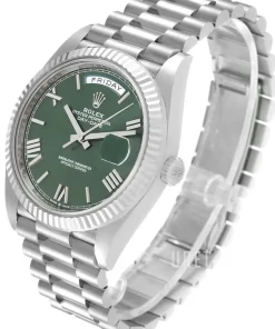 Day-Date 40 Grön/18 karat vitt guld Ø40 mm