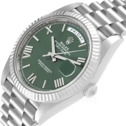 Day-Date 40 Grön/18 karat vitt guld Ø40 mm