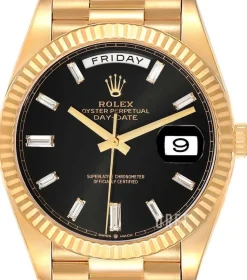 Day-Date 40 Svart/18 karat gult guld Ø40 mm