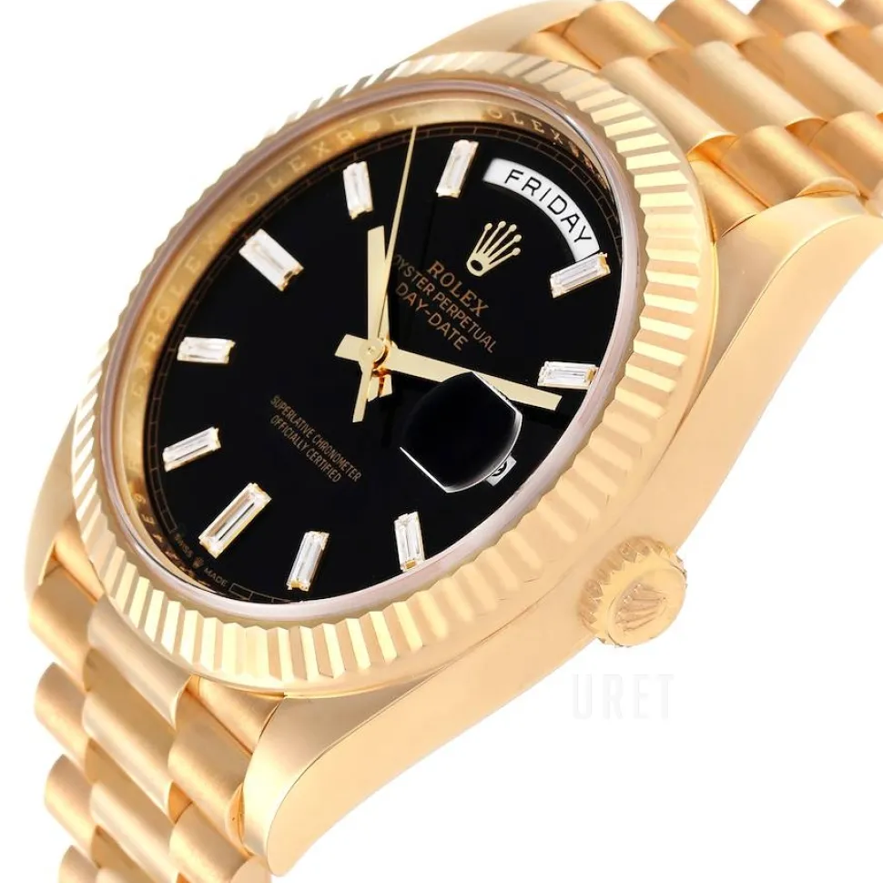 Day-Date 40 Svart/18 karat gult guld Ø40 mm